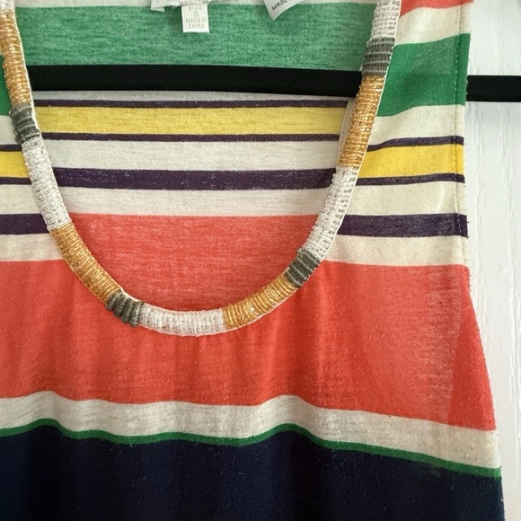 Miss Me Women's Size S Multicolor Striped Beaded Scoop Neck Racerback Tank Top - Picture 3 of 6